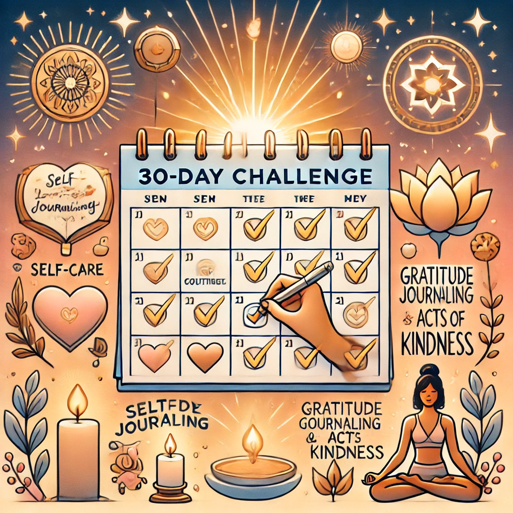 30-day challenges to practice self-love, gratitude, or kindness